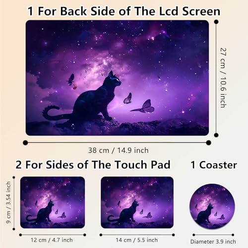Laptop Skin Sticker Decal 15.6 Inch,12 13 13.3 14 15 15.6 in Laptop Netbook Skins for Notebook,Art Decal Removable Waterproof Scratch Resistant,Universal Vinyl Cover,Purple Galaxy Cat - color: Purple Galaxy Cat