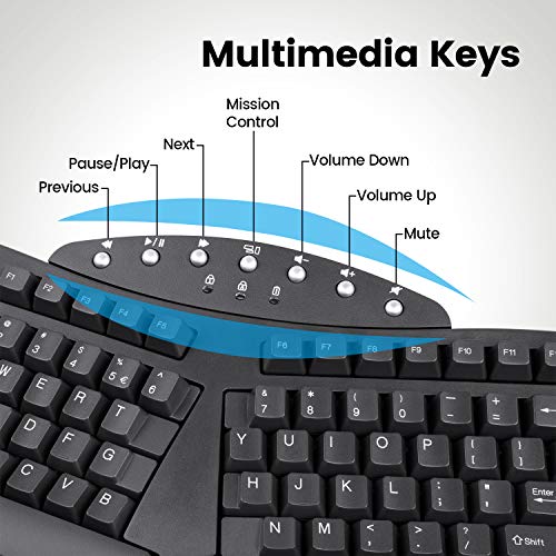 Perixx Periboard-612B Wireless Ergonomic Split Keyboard with Dual Mode 2.4G and Bluetooth Feature, Compatible with Windows 11 and Mac OS X System, Black, US English Layout - color: Black, style: Wireless