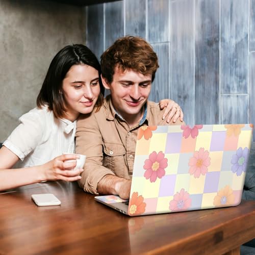 Universal Laptop Skin Sticker Decal, Compatible with MacBook HP Dell Lenovo 12"-15.6", Reusable Vinyl Notebook Cover 3PCS Set, High-Recognition Film-Pastel Flower Checkerboard - color: Pastel Flower Checkerboard