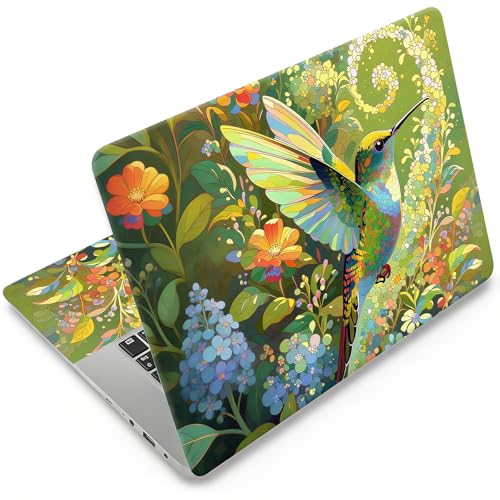 Laptop Skin 12.1-15.6 inch Removable Universal Reusable Laptop Sticker Decal,Waterproof No Residue Vinyl Cover,Scratch-Resistant Cuttable Full Wrap Sticker for Notebook, Green Bird Hummingbird Floral - color: Green Bird Hummingbird Floral