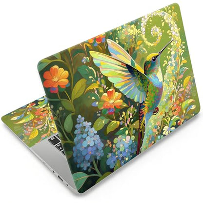 Laptop Skin 12.1-15.6 inch Removable Universal Reusable Laptop Sticker Decal,Waterproof No Residue Vinyl Cover,Scratch-Resistant Cuttable Full Wrap Sticker for Notebook, Green Bird Hummingbird Floral - color: Green Bird Hummingbird Floral