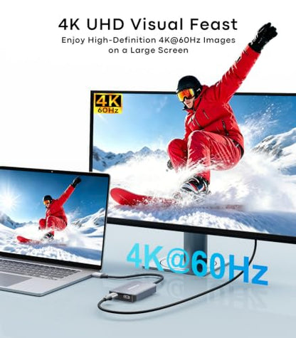 AR Glasses HDMI to USB C Adapter, 45W PD Play&Charge | 4K@60Hz Video Converter for XREAL, RayNeo and VITURE, Compatible with Switch, Portable Monitor, PS5, Xbox and Laptops