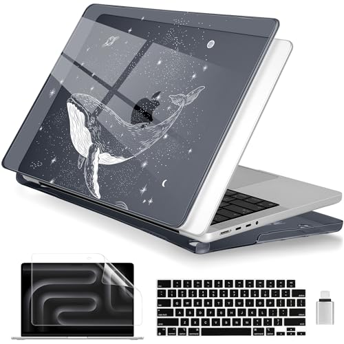 Batianda AstroGrid Case for MacBook Pro 14 Inch 2026-2021, Cosmic Whale | Fits M5/M4/M3/M2/M1 Pro Max Model, with Celestial Whale Design, Slim Hard Shell For Students,Space Fans and Science Lovers - color: Cosmic Whale