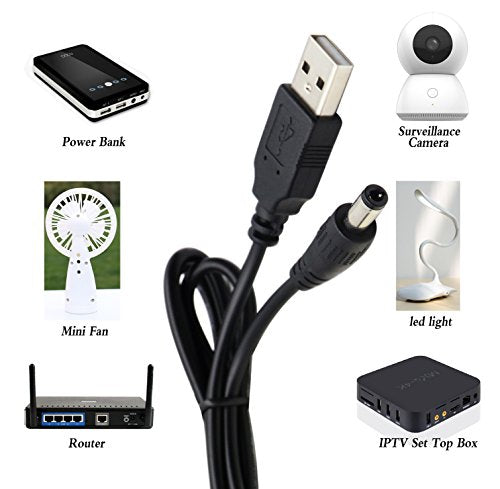 USB 2.0 A Male to DC 5.5x2.5mm Male Adapter Cable 5 Volt DC Barrel Power Jack Charging Cable for Tablet, Electronic Dog, Access Control Attendance (1M/3.3ft, DC5.5x2.5mm)(2packs) - color: 1M DC5.5x2.5mm