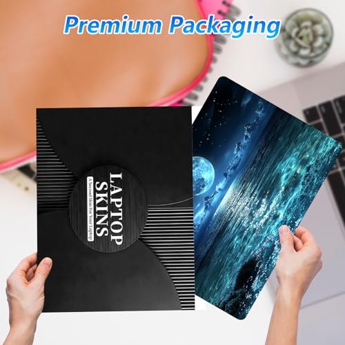 Universal Laptop Skin Sticker Decal with 2 Wrist Pad Skins, Waterproof Scratch Vinyl Cover for 11–15.6 Inch MacBook, HP, Dell, Lenovo, Cutable & Reusable,Full Moon Sea Landscape - color: Full Moon Sea Landscape