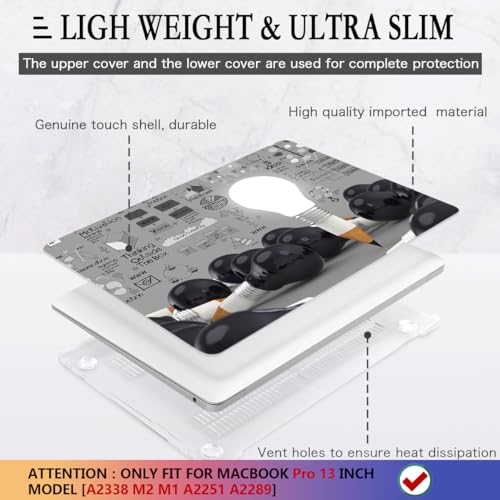 CISSOOK Creative Bulb Case for MacBook Pro 13 Inch 2025-2020 Release A2338 A2251 A2289, Hard Shell Cover with Keyboard Cover Screen Protector for MacBook Pro 13 M2 M1, Bulb - color: Creative Bulb