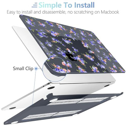 MEEgoodo Case for M5/M4/M3/M2 MacBook Air 13 inch Case 2026 2025 2024 2022, Fit Model A3449/A3240/A3113/A2681, Laptop Hard Shell Compatible with MacBook Air 13.6-inch, Blue & Pink Roses - color: Blue & pink roses