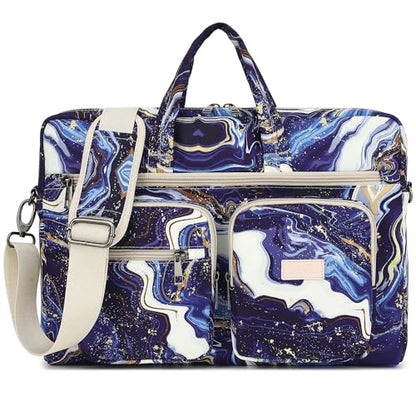 Laptop Shoulder Bag15.6inch women men Waterproof 16inch Computer Bags Women Business Office Work Bag Briefcase 14 inch case - color: Blue Marble