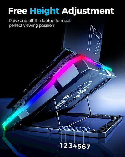 AICHESON Laptop Cooling Pad Turbofan Ultra 10°C-35°C Temperature Drop | Gaming Laptop Cooler Base , RGB Turbo Fan Stand Heat Dissipation for 14-19 inch Computer Laptops - color: 12V