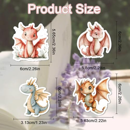 100 Pcs Dragon Baby Shower Stickers Fantasy Dragon Stickers | Baby Dragon Sticker, Glossy Waterproof Vinyl, Cute Fantasy, Baby Shower Sticker for Scrapbook Luggage Journal Water Bottle - style: Dragon Baby