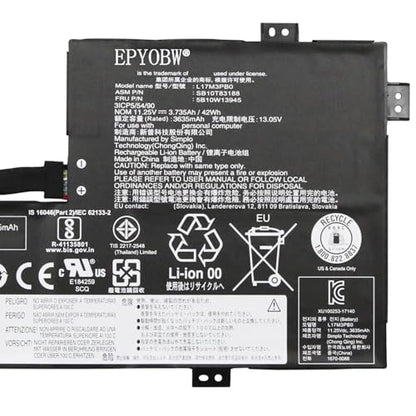 L17M3PB0(Cable to Left) Laptop Battery 42Wh 3735mAh 11.25V Compatible with Lenovo 100e Chromebook 2nd Gen MTK 81QB 300e Chromebook 2nd Gen MTK 81QC Series L18M3PG5 L18L3PG5 L18D3PG5
