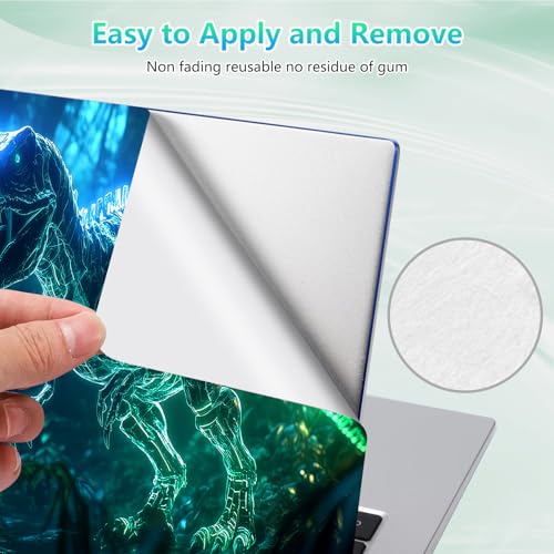 Laptop Skin Sticker Decal 12"-15.6" Universal Laptop/Notebook/Netbook Vinyl - Waterproof Scratch Resistant,Fits HP Dell Lenovo MacBook,2 Free Wrist Pads,Easy Apply & Remove,Green Glitter Dinosaur - color: Green Glitter Dinosaur