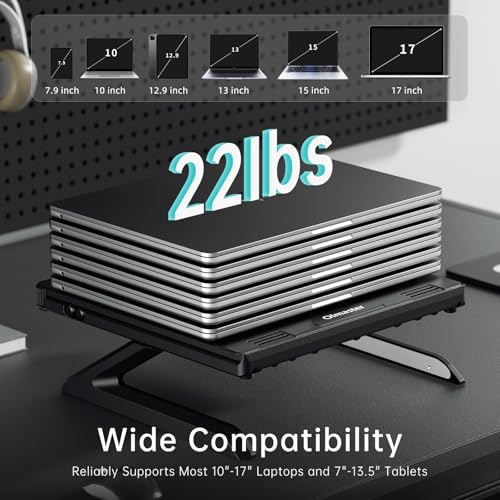 Laptop Stand for Desk, Ergonomic Adjustable & Foldable Portable Computer Stand with Heat-Vent, Laptop Riser Holder Compatible with MacBook Air Pro, 10-15.6 Inch Notebooks - color: Black