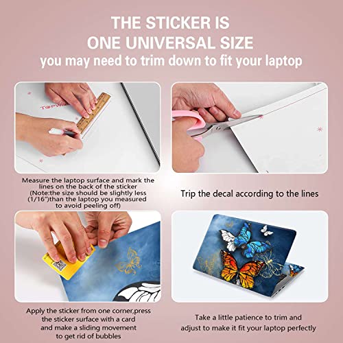 Laptop Notebook Skin Sticker Cover Decal Fits 12 13 13.3 14 15 15.4 15.6 inch Laptop Protector Notebook PC | Easy to Apply, Remove and Change Styles (Colorful Butterfly)