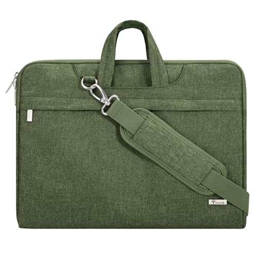 Voova Laptop Case 13 14 15 16 17 Inch with Shoulder Strap, Waterproof Laptop Bag Sleeve Slim Briefcase - color: Army Green, size: 17-17.3 Inch