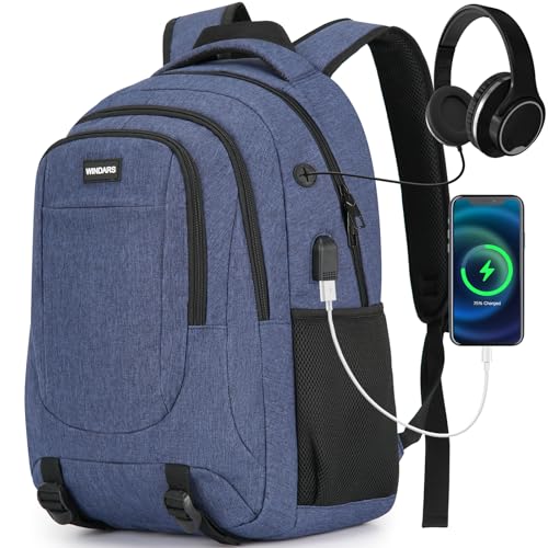 Laptop Backpack for Men and Women: 15.6 Inch Large School Backpacks for Teen Boys Durable Water Resistant College Bookbag Anti Theft Computer Bag with USB Charger for Business Work Travel, Navy Blue - color: Navy Blue, size: 15.6 Inch