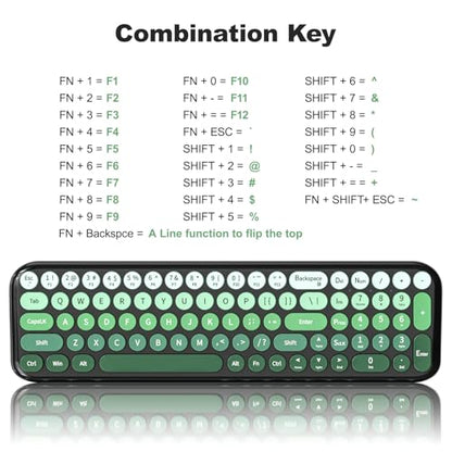 MOFII Wireless Keyboard and Mouse Combo, Full Size 2.4G Retro Round Computer Keyboard and Mouse Set, Plug and Play, for Windows, Computer, Desktop, PC, Notebook - (Green Gradient) - color: Green Gradient