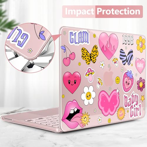 Batianda Case for MacBook Neo 13 Inch 2026 Model A3404, Y2K Sticker | 4-in-1 Laptop Accessories Bundle with Y2K Sticker Design, Ultra Slim Hard Shell for Girls, Teens and Fun Style Lovers - color: Y2K Sticker Bomb