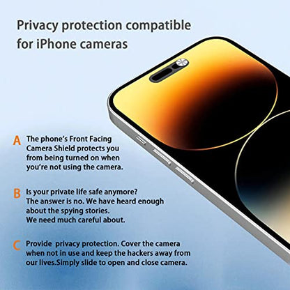 Front Camera Cover,Webcam Cover Compatible for iPhone 14Pro/14 Pro Max,Protect Privacy and Security,Not Affect Face ID, Strong Adhesive-2 Pack-Silver - color: Silver