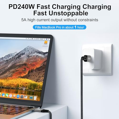 USB4 Cable, with Thunderbolt 4 Cable, 240W Charging, 40Gbps Data, 8K @ 60Hz 4K120Hz HDR, PD3.1, USB C to USB C, M1 M2 M3 SSD Laptops Monitor - size: 40G Male-10FT
