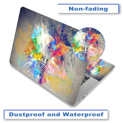Laptop Decal Sticker Skin Cover, 11.6”12" 13" 13.3" 14" 15" 15.4" 15.6" Universal Laptop Netbook Vinyl Skin Sticker Cover Art Notebook Reusable Protector (2 Wrist Pad Included), Colorful Bulbs - color: Colorful bulbs