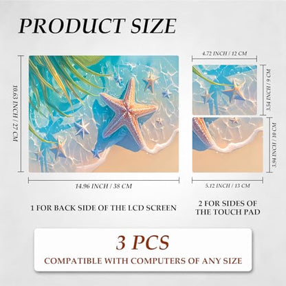 DEGDFSGR 12.1-15.6 Inch Universal Reusable Laptop Skin Sticker Decal, Waterproof Removable Protector for Notebook Cover, Scratch-Resistant Vinyl Cuttable Full Wrap Sticker, Blue Ocean Starfish Beach - color: Blue Ocean Starfish Beach