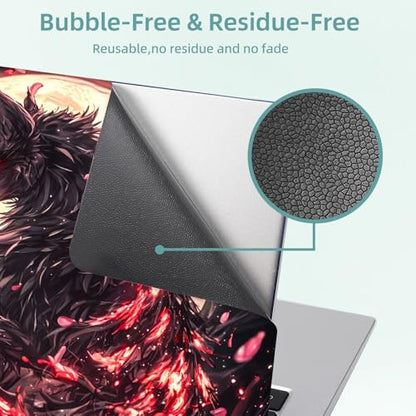 Universal Laptop Skin Decal, 3-Piece Vinyl Protector for 12 13 14 15.6" Notebook, Waterproof Anti-Scratch, Easy Trim & Bubble-Free Finish, Black Wolf with Glowing Red - color: Black Wolf with Glowing Red
