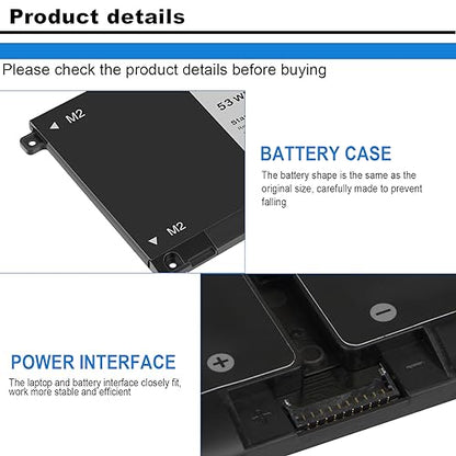 53Wh JK6Y6 H5CKD Battery for Dell Vostro 5300 5301 5401 5501 5502 5402 Latitude 3410 3510 Inspiron 5300 5401 5408 5409 5501 5502 5508 5509 5400 5406 5509 7405 7300 7306 7500 7506, 7T8CD TXD03 0H5CKD - size: 9.37*3.58*0.24inch H5CKD