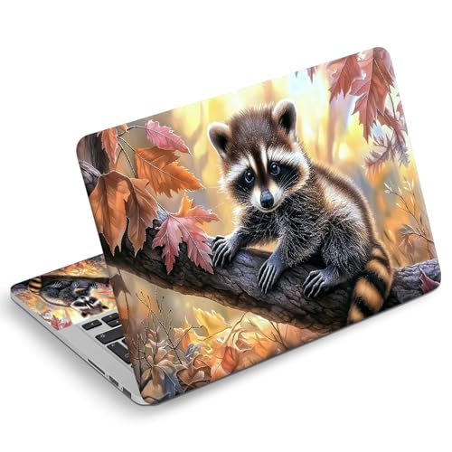 Universal Laptop Skin Sticker Decal, Compatible with MacBook HP Dell Lenovo 12"-15.6", Reusable Vinyl Notebook Cover 3PCS Set, High-Recognition Film-Cute Raccoon - color: Cute Raccoon