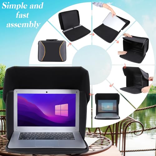 Foldable Laptop Sun Shade Lightweight Laptop Privacy Shield for 12-14 inch MacBook/Dell/Asus PC, Screen Hood Blocks Sunlight for Working Outside 12-14'' (Patent Pending) - size: 12-14in