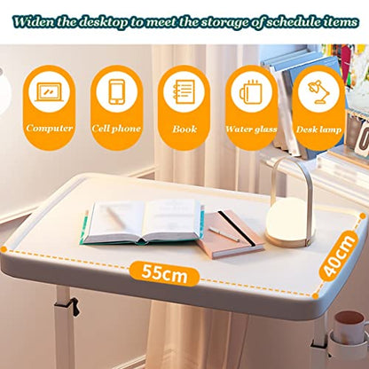 Small Computer Desk for Apartment Living Room, Height Adjustable Standing Desk Foldable Lift Sofa Side Table, Home Office Table with Cup Holder(White) - color: White