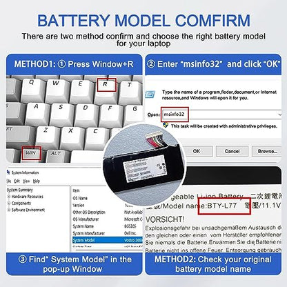 JOTACT BTY-L77（11.1V 83.25Wh/7500mAh 9-Cell） Laptop Battery Compatible with MSI GT72 2PE 2QD 2QE 6QD 6QE GT72S 6QD 6QE 6QF WT72 2OK 2OM 6QI GT80 GT80S Series Notebook MS-1781 MS-1782 MS-1783 MS-1785 - size: 6.52*2.75*0.80 inch BTY-L77