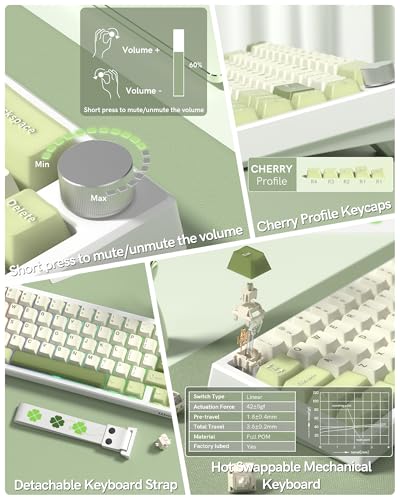 Womier 60% Gaming Mechanical Keyboard Green QMK/VIA | Creamy Keyboard Wired,Hot Swappable Gasket Mount RGB Key board,PBT Keycaps POM Linear Switch for Windows/MAC (VK66 PRO) - color: V-Green