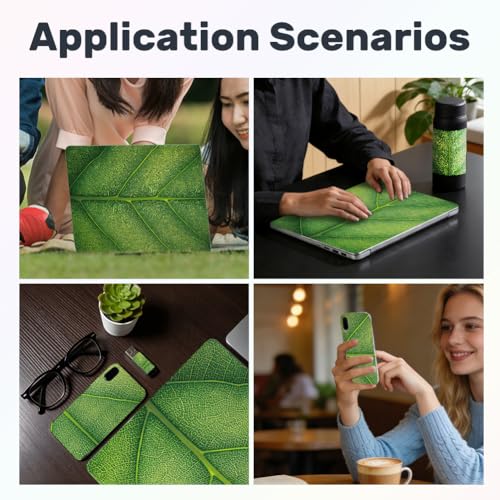 3Pcs Plants Laptop Skin Sticker Leaf Veins Universal Removable Vinyl Stickers Fits for 12.1 13 14 15.6 16 Inch Waterproof Notebook Decal Cover Gift - color: Light Green