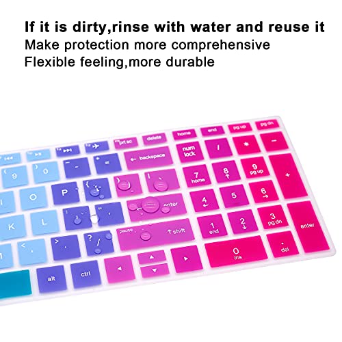 English Silicone Keyboard Cover for HP Envy x360 15.6''Series /2020 2019 Pavilion 15/Pavilion x360 15.6" Series/Envy 17 17.3" Series/Laptop 15t 17t 17-ca0011nr 17-by0040nr,Rainbow - color: Rainbow