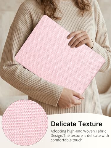 Voidborne Compatible with MacBook Neo 13 inch Case 2026 Release Model A3404 with A18 Pro Chip,Elegant Woven Fabric Leather Plastic Hard Shell Protective Case for Neo 13 inch + Keyboard Cover,Pink - color: Pink-Woven Fabric