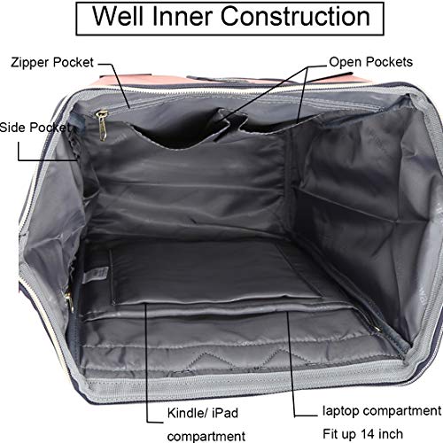Himawari Laptop Backpack Travel Backpack With USB Charging Port Large Diaper Bag Doctor Bag School Backpack for Women&Men (9001-PH) - color: 9001-ph