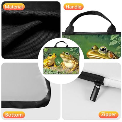 10 inch Laptop Sleeve with Laptop Skin Sticker Set – Slim Protective Case with Smooth Zipper, Lightweight Tablet & Notebook Sleeve for Travel & Daily Carry, Frogs - color: Frogs, size: 10 inch