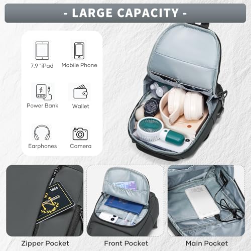 Messenger bag for Men,Small Sling Crossbody Backpack Shoulder Bag for Men Women,canvas Strap Backpack Sling Bag - color: C1-grey