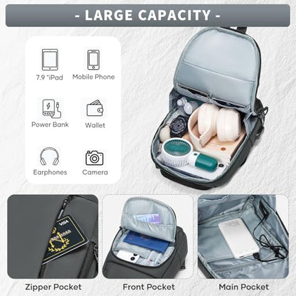 Messenger bag for Men,Small Sling Crossbody Backpack Shoulder Bag for Men Women,canvas Strap Backpack Sling Bag - color: C1-grey