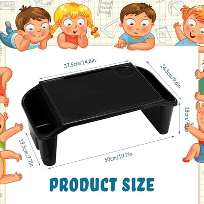 Leinuosen 6 Pcs Kids Lap Desk Tray with Storage Plastic Breakfast Laptop Trays with Side Pockets and Slot Portable Lap Bed Table for Writing Eating Game Classroom Snacks Boy Girl (Black) - color: Black