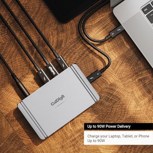 CalDigit E5 - Thunderbolt 5 Element 5 Hub - 9 Ports, 4 x Thunderbolt 5/USB4 v2, 3 x USB-A & 2 x USB-C 10Gb/s, Single 8K, Dual 6K/8K, or Two 4K@240Hz Displays, 90W Charging, 0.8m Cable 180W PSU