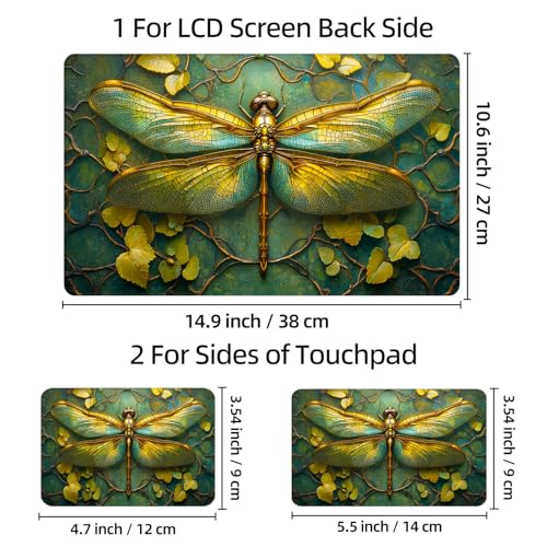 Universal Laptop Skin Sticker Decal, 12"-15.6" Aesthetic Vinyl Wrap, Golden Dragonfly Waterproof Notebook Cover Art Protector for MacBook HP Dell Lenovo, Fits 13" 14" 15" 15.6" - color: Golden Dragonfly