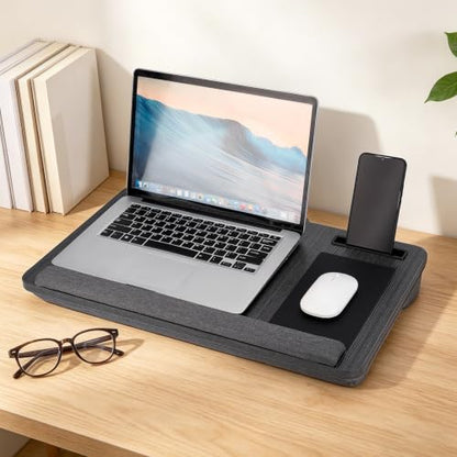 Laptop Desk for Adult, Portable Lap Desk with Pillow Cushion | Mouse Pad,Wrist Rest & Phone Holder,Portable Handle,Laptop Stand for Lap Pad,Fits up to 17" for Bed,Sofa & Work from Home