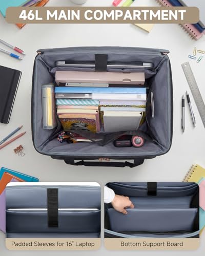 Amythe Rolling Teacher Tote Bag with 5-Wheel, Heavy Duty Organizer Work Bag Water-Resistant, Fits 15.6” Laptop for Crafter Nurse, Grey - color: Grey