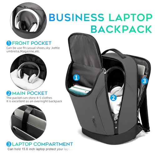 FUTURE AESTHETICS Business Smart Backpack Waterproof for women,men,Fight Approved Durable Backpack suitable as overnight and travel backpack (Grey) - color: Grey
