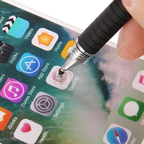 Mixoo 2-in-1 High Precision Stylus (Disc & Fiber Tips 2 in 1 Series), Extra with 3 Replaceable Tips, Compatible with Capacitive Touch Screen Devices (Blue) - color: Blue