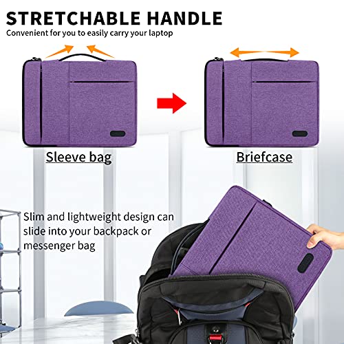 Laptop Sleeve Case 13.3-14 Inch Waterproof Durable 360 Protective Carrying Case Portable Handle Business Briefcase Compatible with MacBook Air/Pro HP ThinkPad Notebook Purple