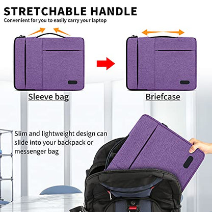Laptop Sleeve Case 13.3-14 Inch Waterproof Durable 360 Protective Carrying Case Portable Handle Business Briefcase Compatible with MacBook Air/Pro HP ThinkPad Notebook Purple