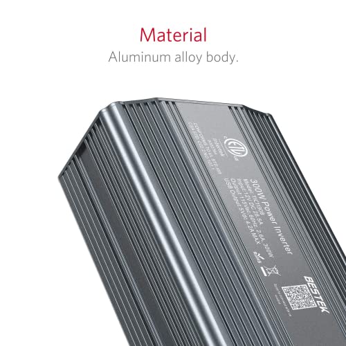BESTEK 300W Power Inverter DC 12V to 110V AC Car Inverter with 4.2A Dual USB Car Adapter (Gray) - color: Gray